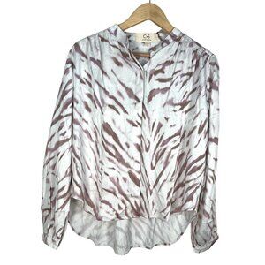 Cloth & Stone pink grey tie dye zebra button shirt flowy boho sz S